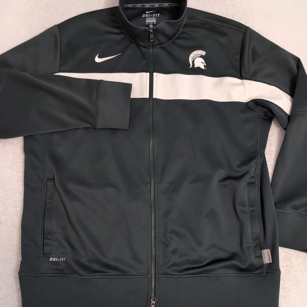 Nike Dri-FIT Dark Green and White Windbreaker Jacket
